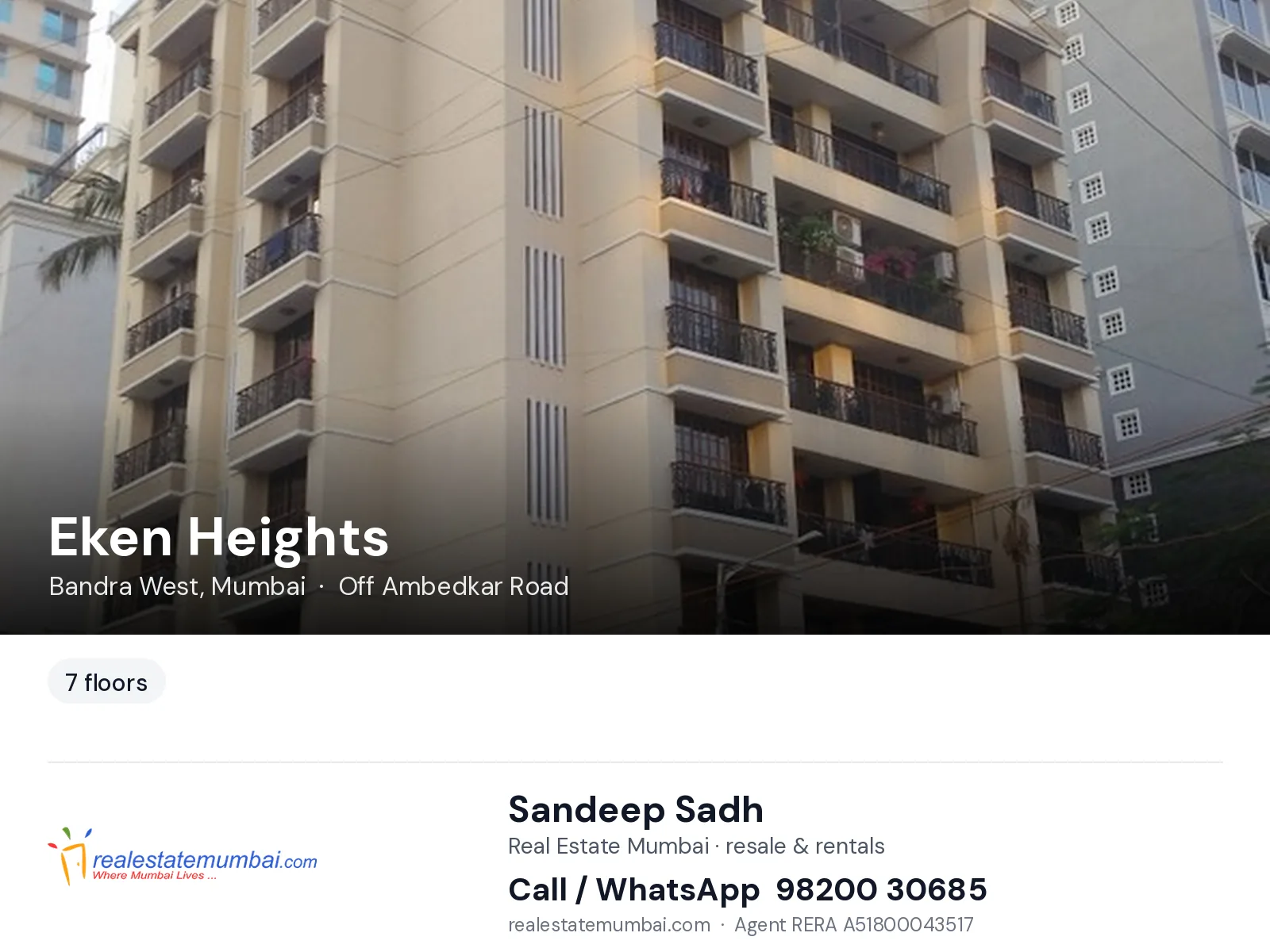 Eken Heights, Bandra West, Mumbai — flats | Real Estate Mumbai, Sandeep Sadh 98200 30685