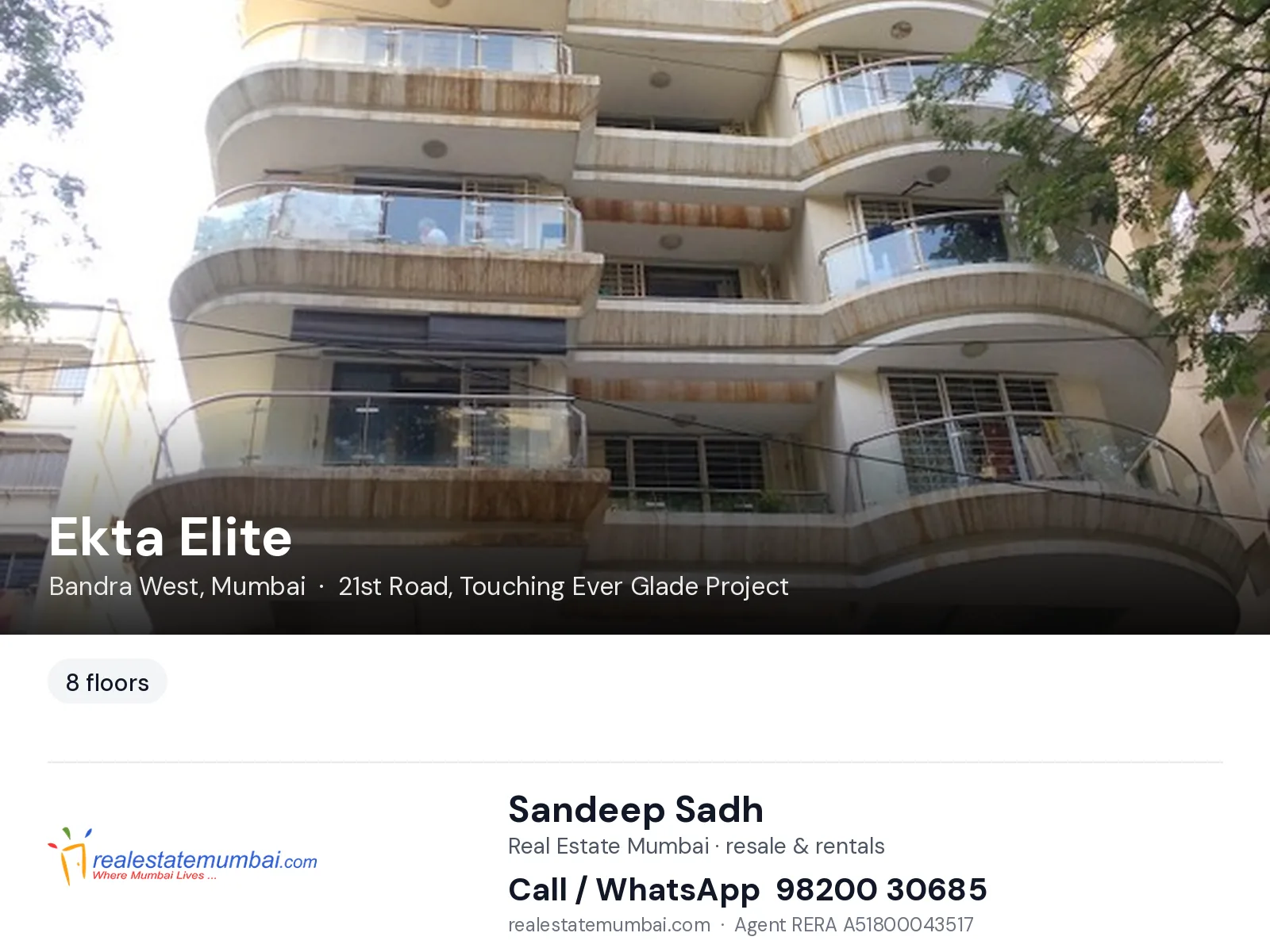 Ekta Elite, Bandra West, Mumbai — flats | Real Estate Mumbai, Sandeep Sadh 98200 30685