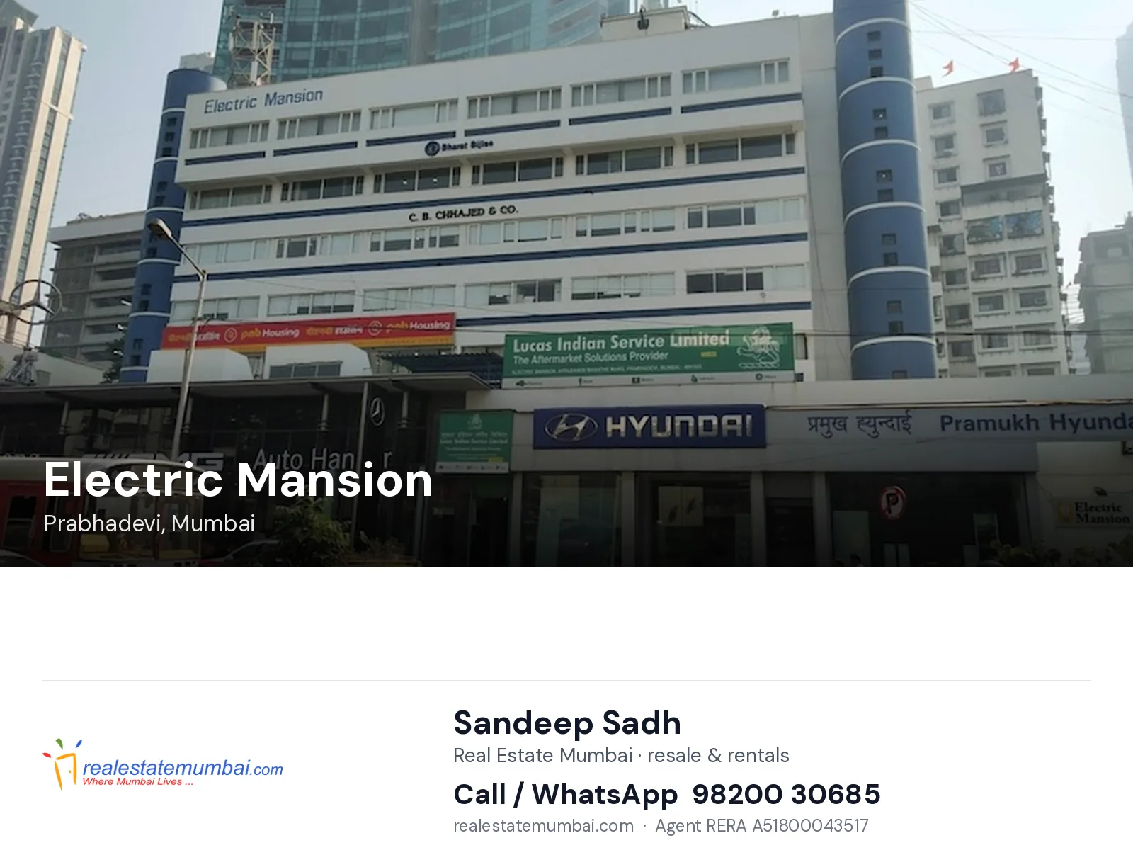 Electric Mansion, Prabhadevi, Mumbai — flats | Real Estate Mumbai, Sandeep Sadh 98200 30685