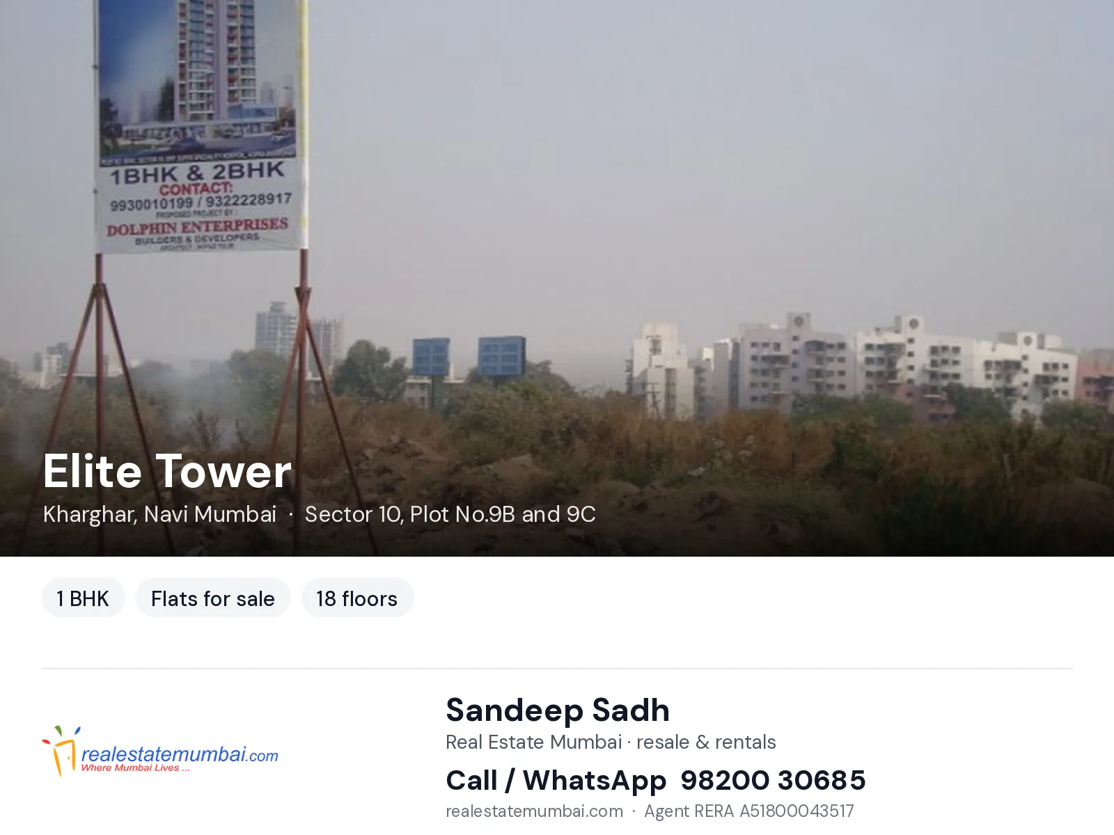 Elite Tower, Kharghar, Navi Mumbai — 1 BHK flats for sale | Real Estate Mumbai, Sandeep Sadh 98200 30685