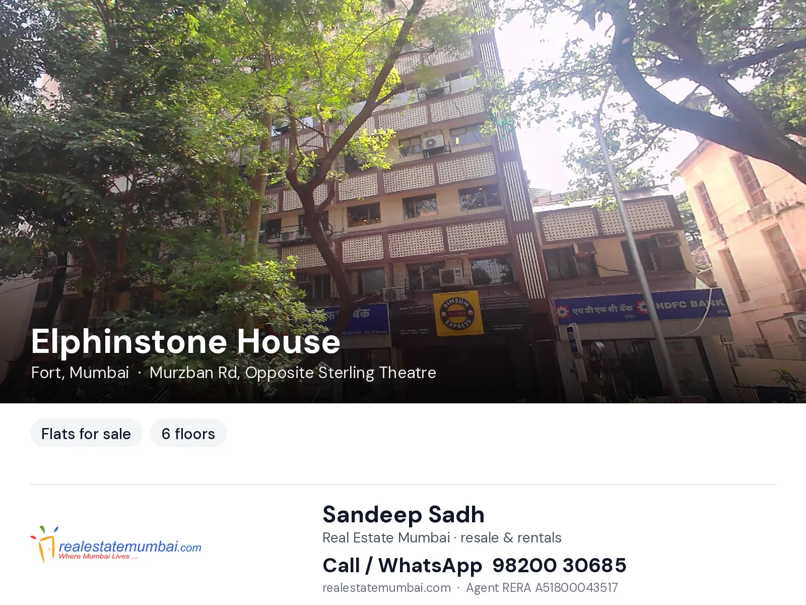 Elphinstone House, Fort, Mumbai — flats for sale | Real Estate Mumbai, Sandeep Sadh 98200 30685