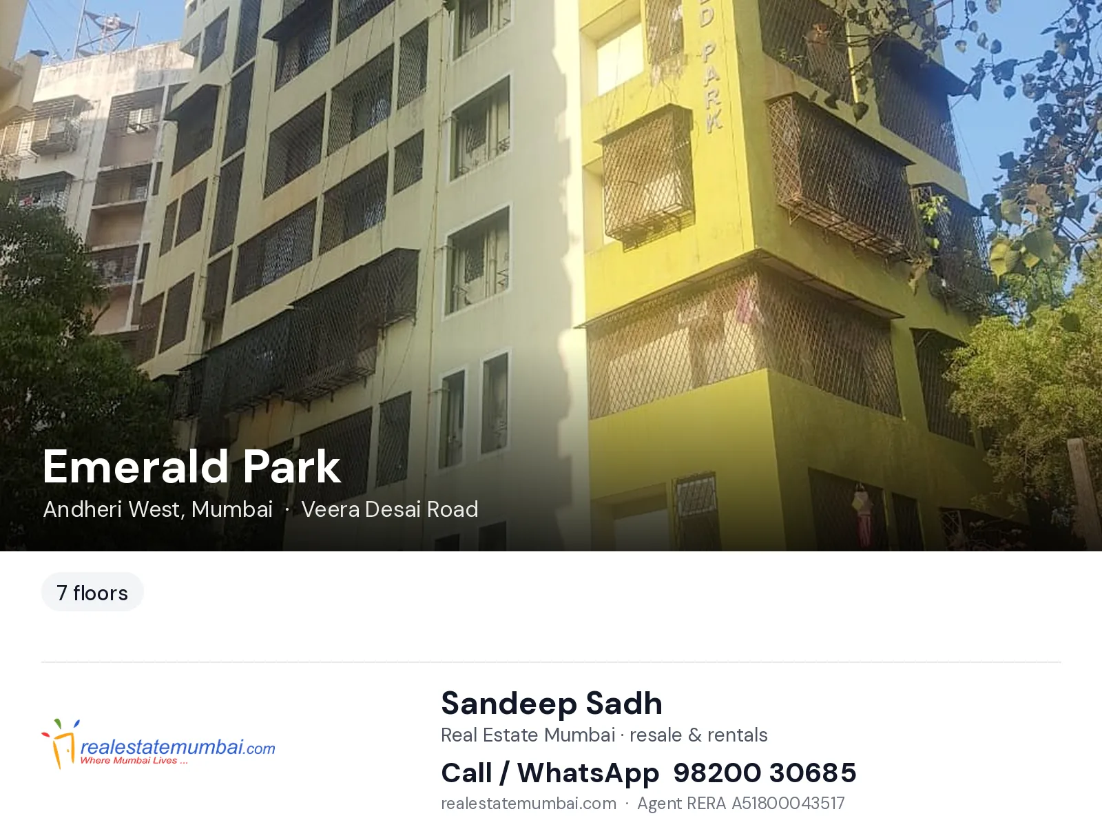 Emerald Park, Andheri West, Mumbai — flats | Real Estate Mumbai, Sandeep Sadh 98200 30685