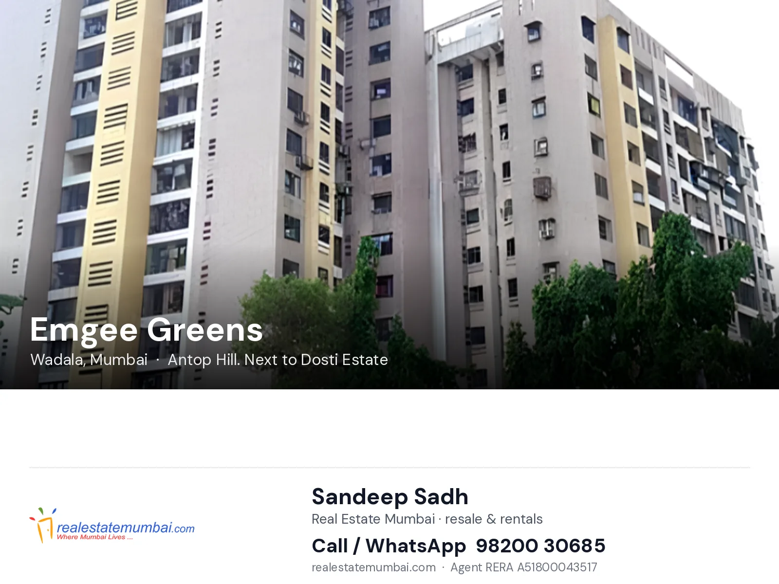 Emgee Greens, Wadala, Mumbai — flats | Real Estate Mumbai, Sandeep Sadh 98200 30685