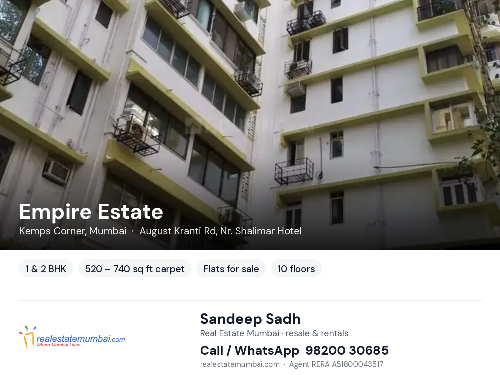 Empire Estate, Kemps Corner, Mumbai — 1 & 2 BHK flats for sale | Real Estate Mumbai, Sandeep Sadh 98200 30685