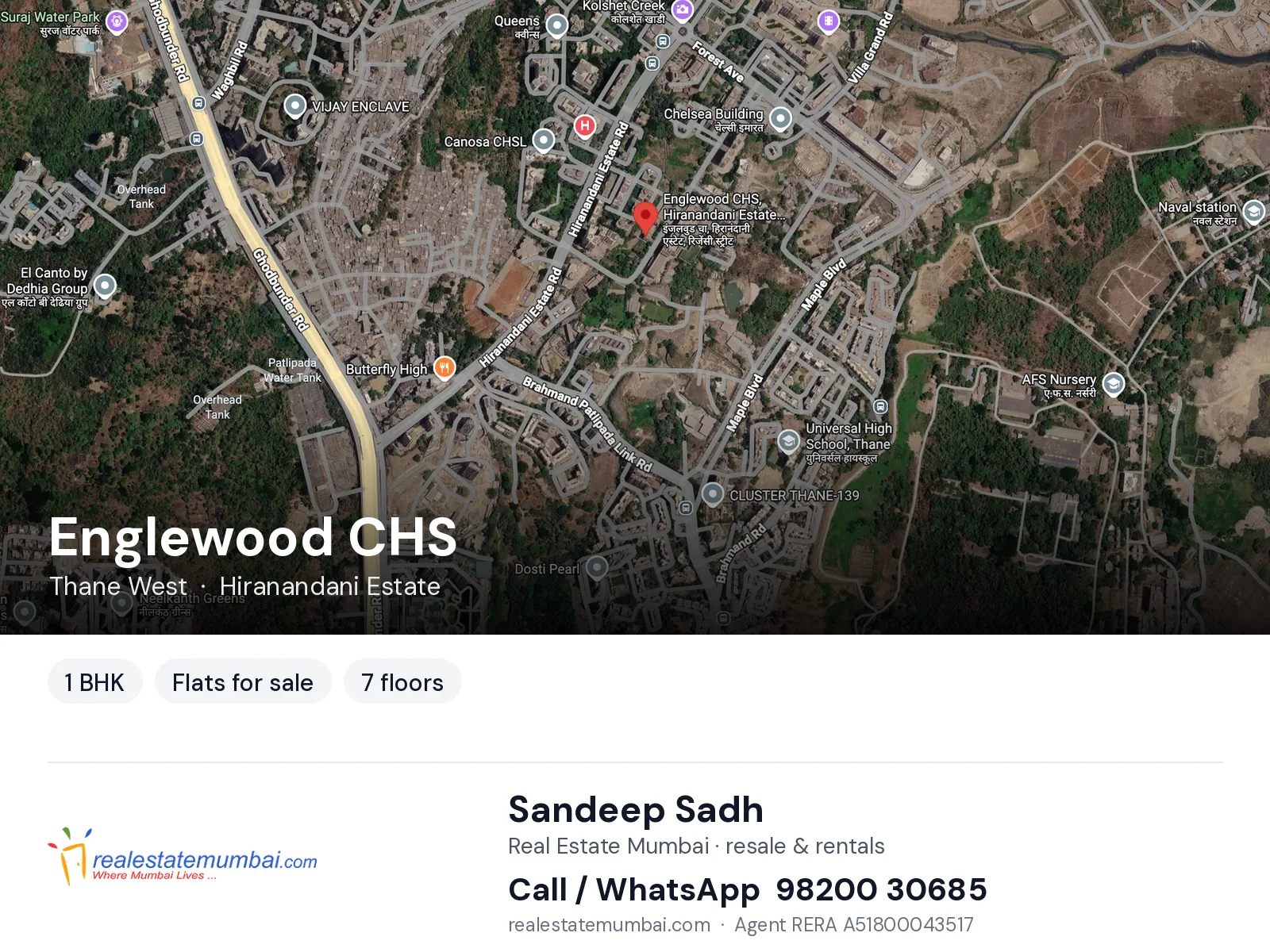 Englewood CHS, Thane West — 1 BHK flats for sale | Real Estate Mumbai, Sandeep Sadh 98200 30685