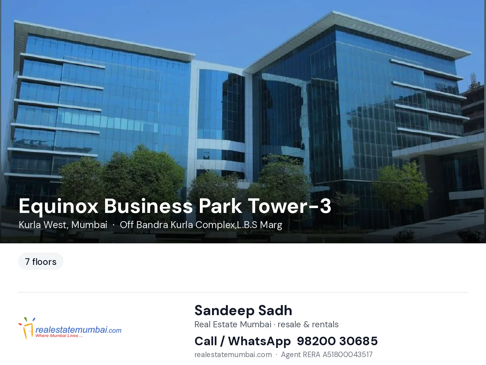 Equinox Business Park Tower-3, Kurla West, Mumbai — flats | Real Estate Mumbai, Sandeep Sadh 98200 30685