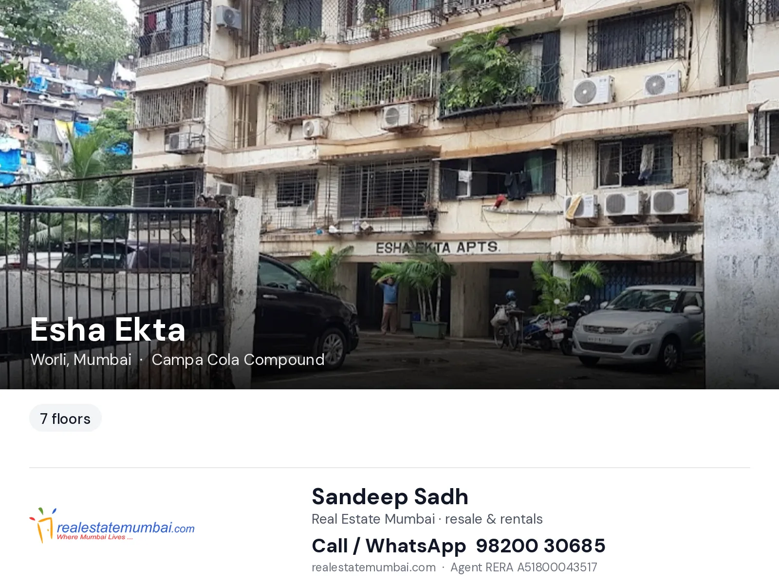 Esha Ekta, Worli, Mumbai — flats | Real Estate Mumbai, Sandeep Sadh 98200 30685
