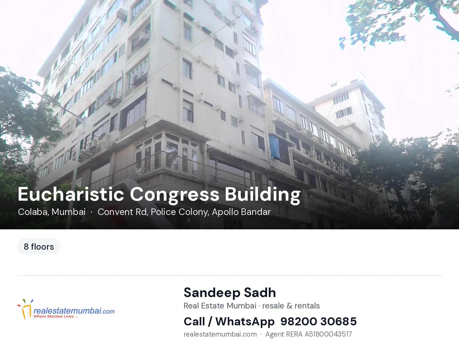 Eucharistic Congress Building, Colaba, Mumbai — flats | Real Estate Mumbai, Sandeep Sadh 98200 30685