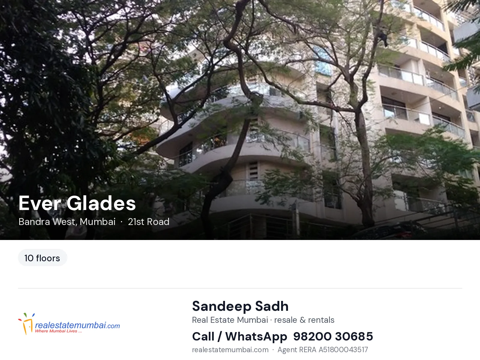 Ever Glades, Bandra West, Mumbai — flats | Real Estate Mumbai, Sandeep Sadh 98200 30685