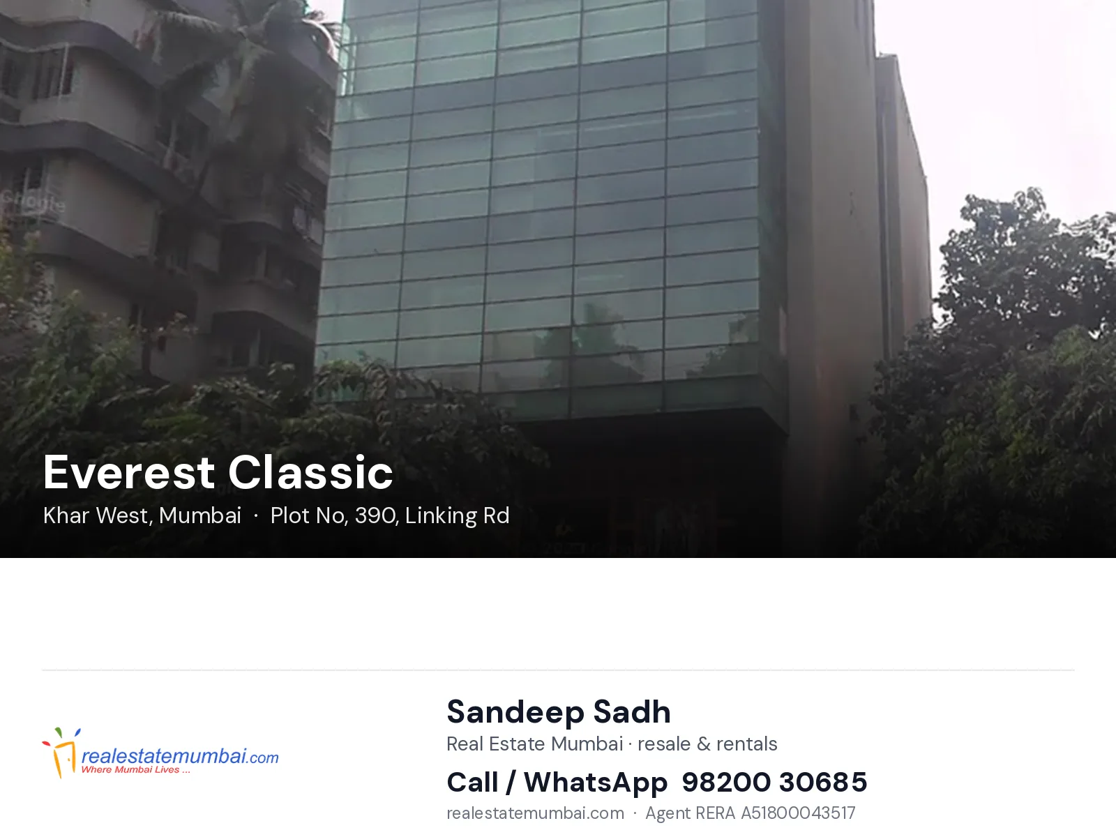 Everest Classic, Khar West, Mumbai — flats | Real Estate Mumbai, Sandeep Sadh 98200 30685