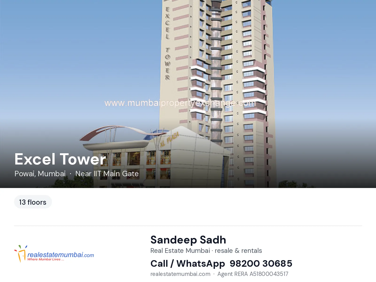 Excel Tower, Powai, Mumbai — flats | Real Estate Mumbai, Sandeep Sadh 98200 30685
