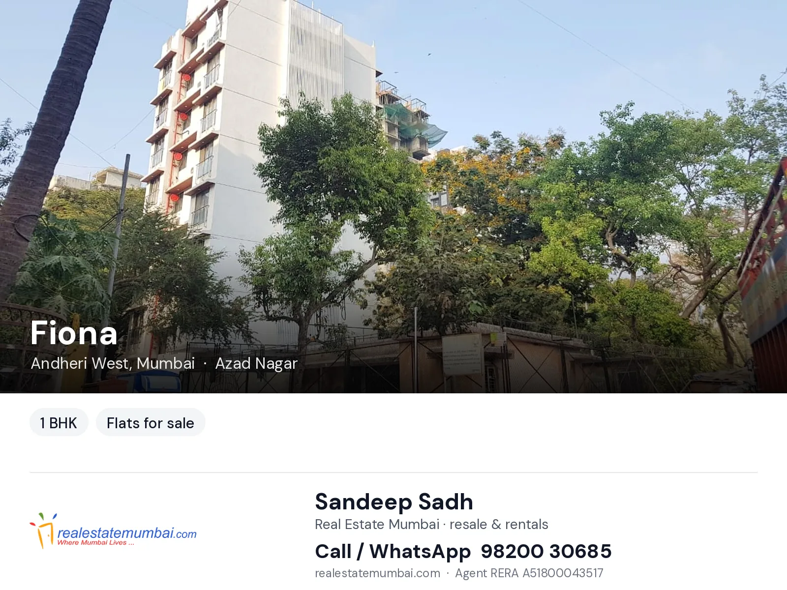 Fiona, Andheri West, Mumbai — 1 BHK flats for sale | Real Estate Mumbai, Sandeep Sadh 98200 30685