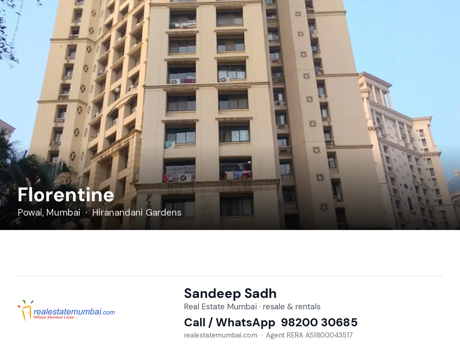 Florentine, Powai, Mumbai — flats | Real Estate Mumbai, Sandeep Sadh 98200 30685