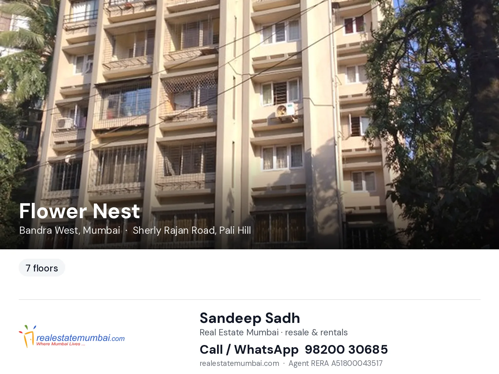 Flower Nest, Bandra West, Mumbai — flats | Real Estate Mumbai, Sandeep Sadh 98200 30685