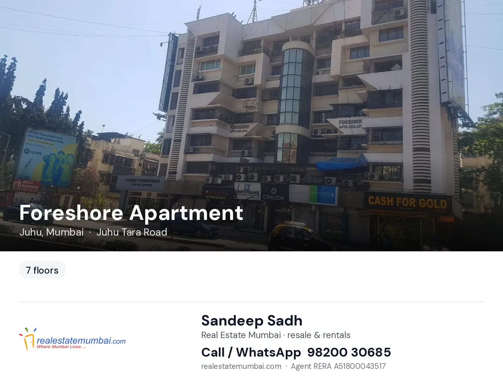 Foreshore Apartment, Juhu, Mumbai — flats | Real Estate Mumbai, Sandeep Sadh 98200 30685