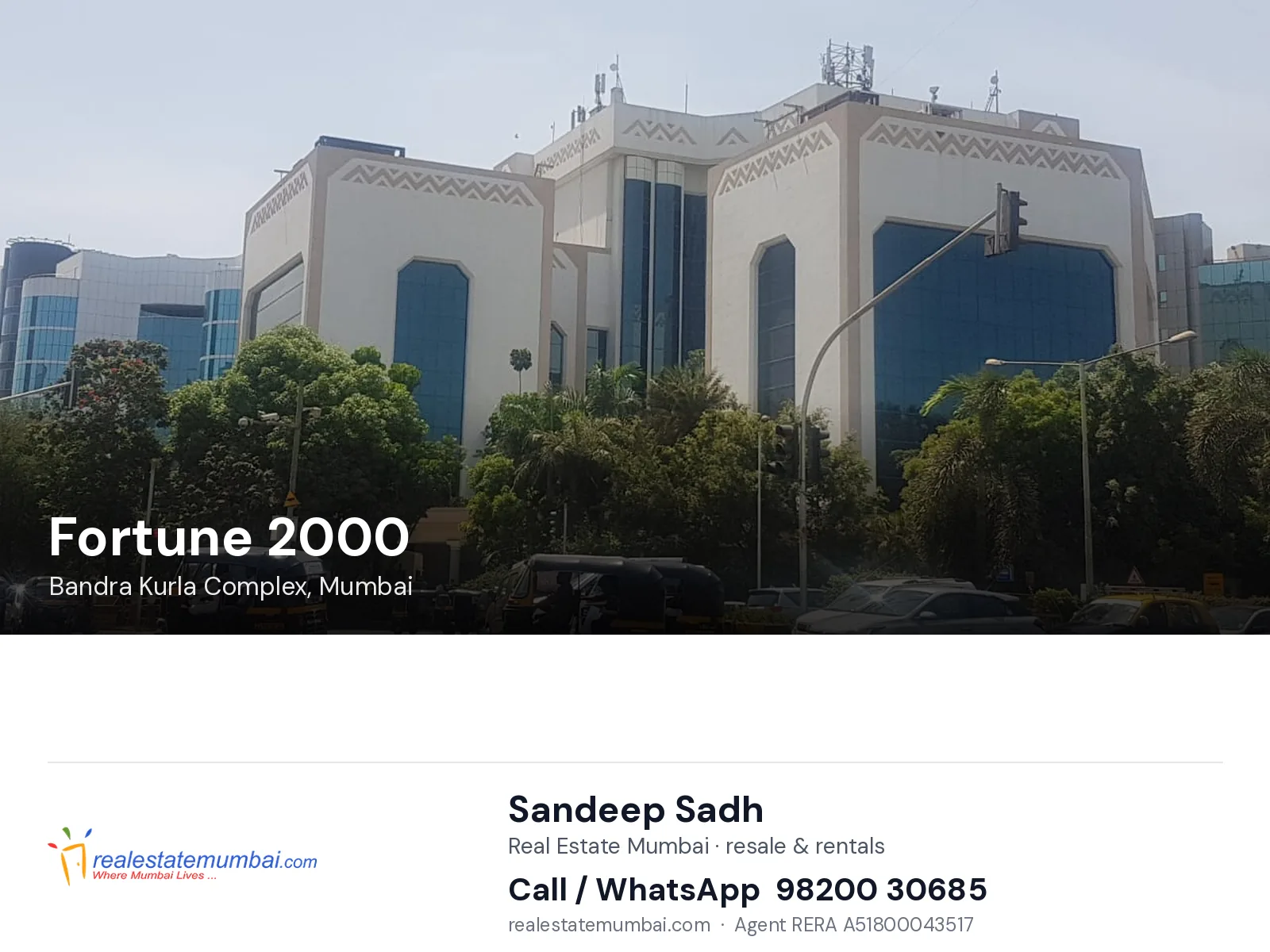 Fortune 2000, Bandra Kurla Complex, Mumbai — flats | Real Estate Mumbai, Sandeep Sadh 98200 30685