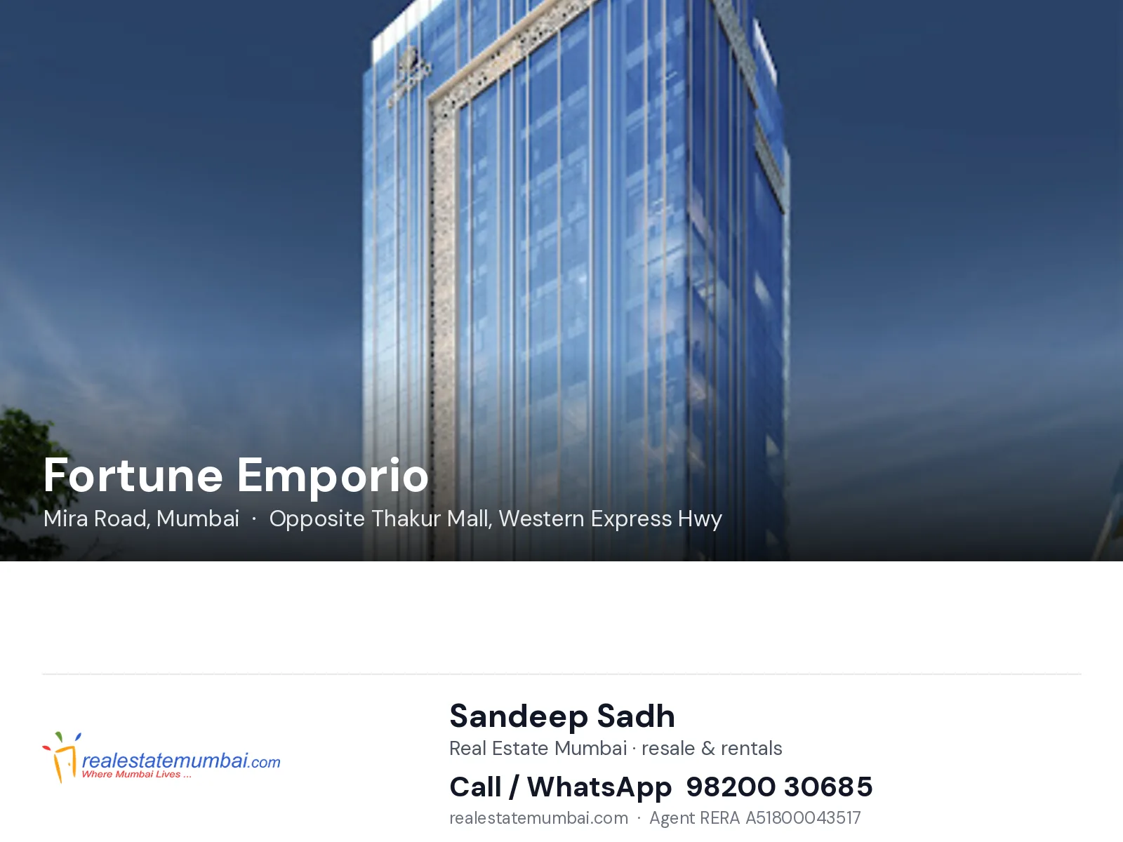 Fortune Emporio, Mira Road, Mumbai — flats | Real Estate Mumbai, Sandeep Sadh 98200 30685