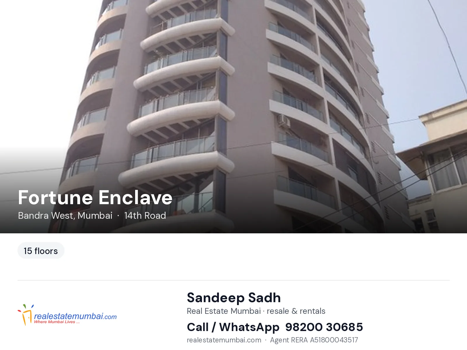 Fortune Enclave, Bandra West, Mumbai — flats | Real Estate Mumbai, Sandeep Sadh 98200 30685