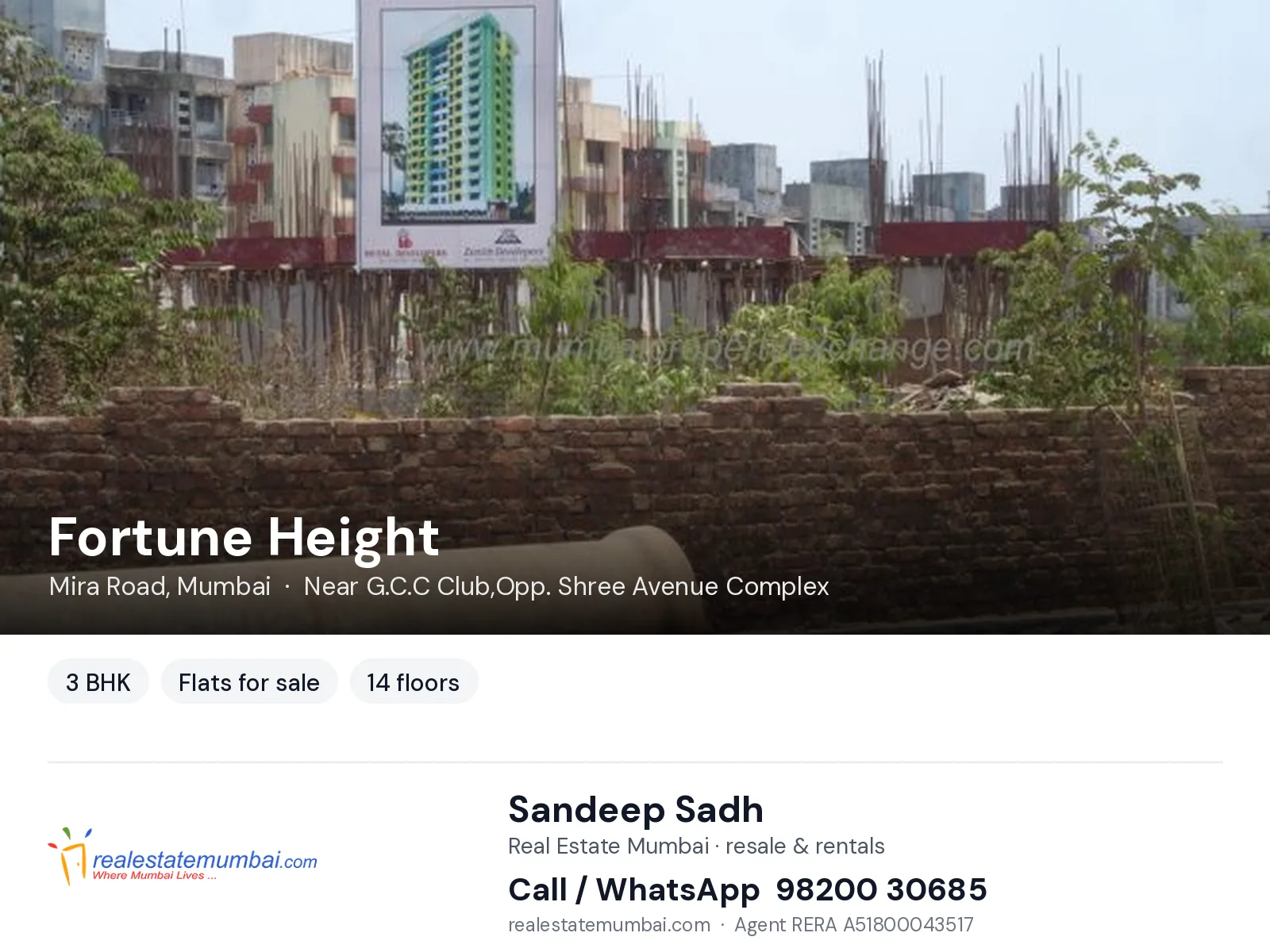 Fortune Height, Mira Road, Mumbai — 3 BHK flats for sale | Real Estate Mumbai, Sandeep Sadh 98200 30685
