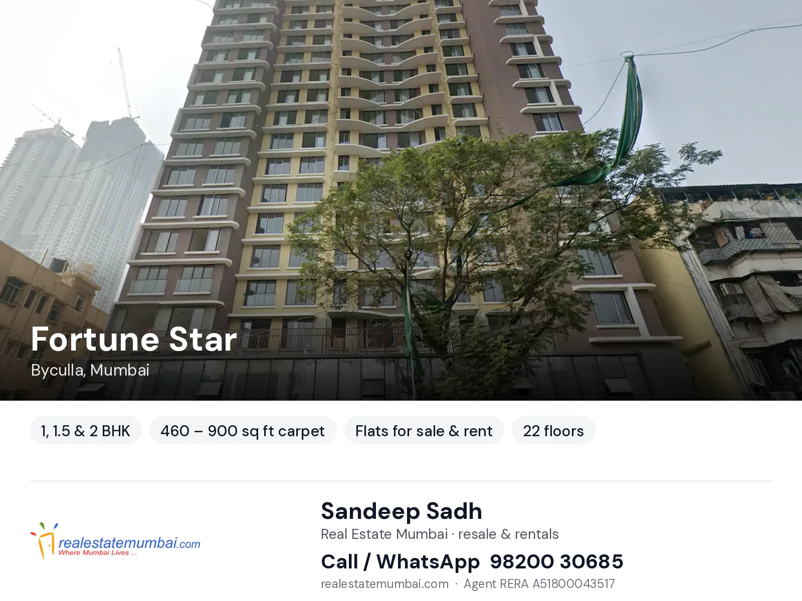 Fortune Star, Byculla, Mumbai — 1, 1.5 & 2 BHK flats for sale & rent | Real Estate Mumbai, Sandeep Sadh 98200 30685