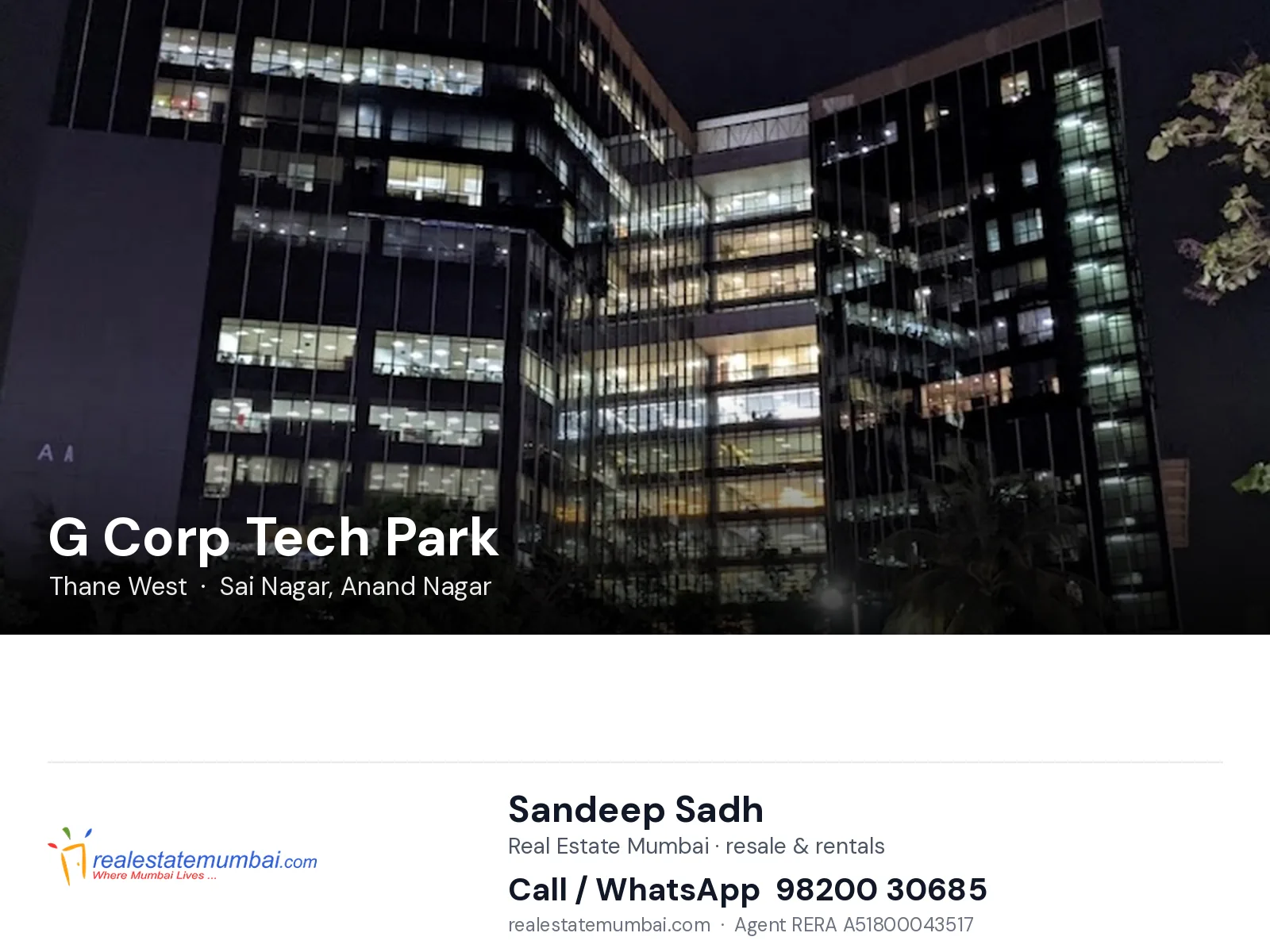 G Corp Tech Park, Thane West — flats | Real Estate Mumbai, Sandeep Sadh 98200 30685