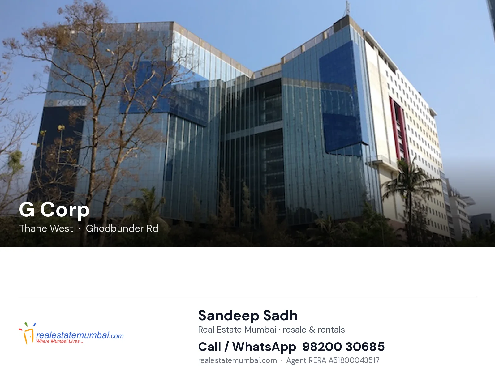 G Corp, Thane West — flats | Real Estate Mumbai, Sandeep Sadh 98200 30685