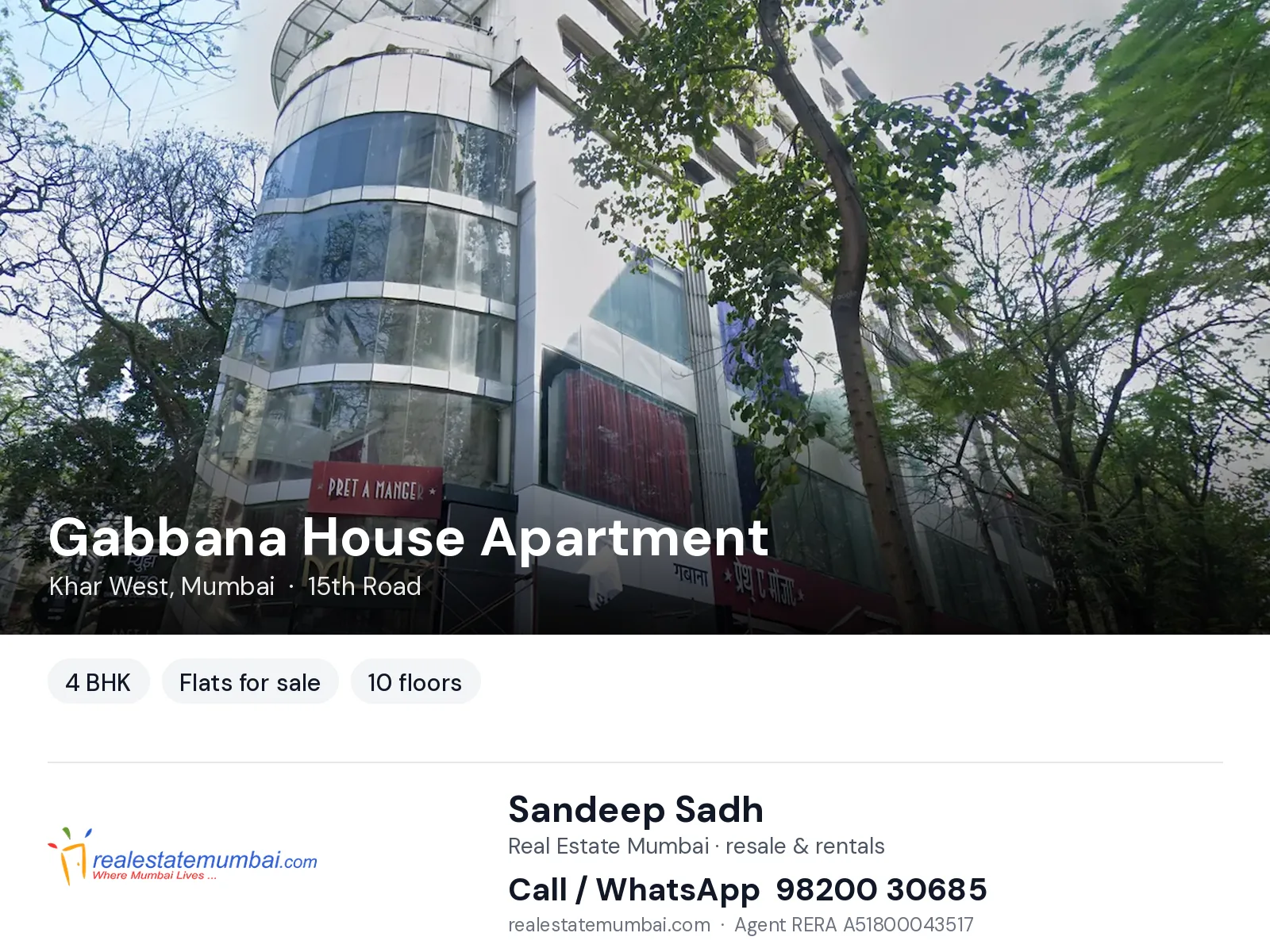 Gabbana House Apartment, Khar West, Mumbai — 4 BHK flats for sale | Real Estate Mumbai, Sandeep Sadh 98200 30685