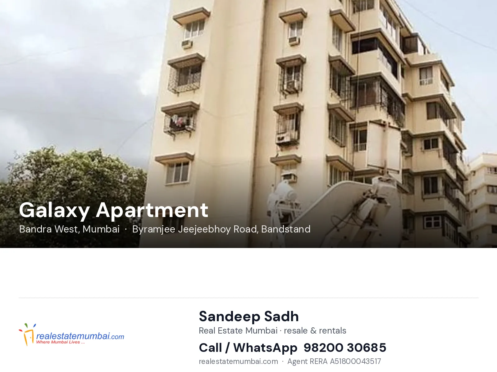 Galaxy Apartment, Bandra West, Mumbai — flats | Real Estate Mumbai, Sandeep Sadh 98200 30685