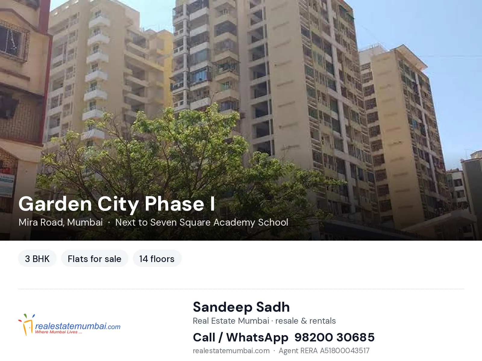 Garden City Phase I, Mira Road, Mumbai — 3 BHK flats for sale | Real Estate Mumbai, Sandeep Sadh 98200 30685