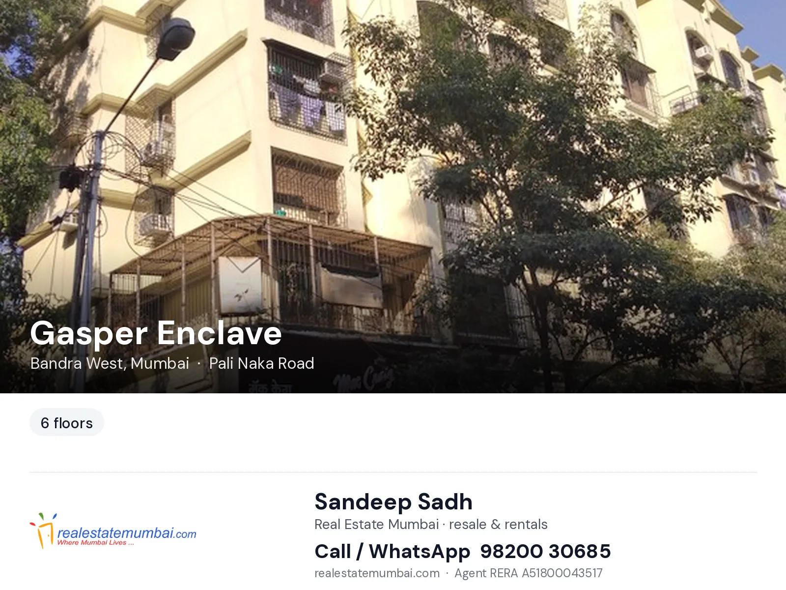 Gasper Enclave, Bandra West, Mumbai — flats | Real Estate Mumbai, Sandeep Sadh 98200 30685