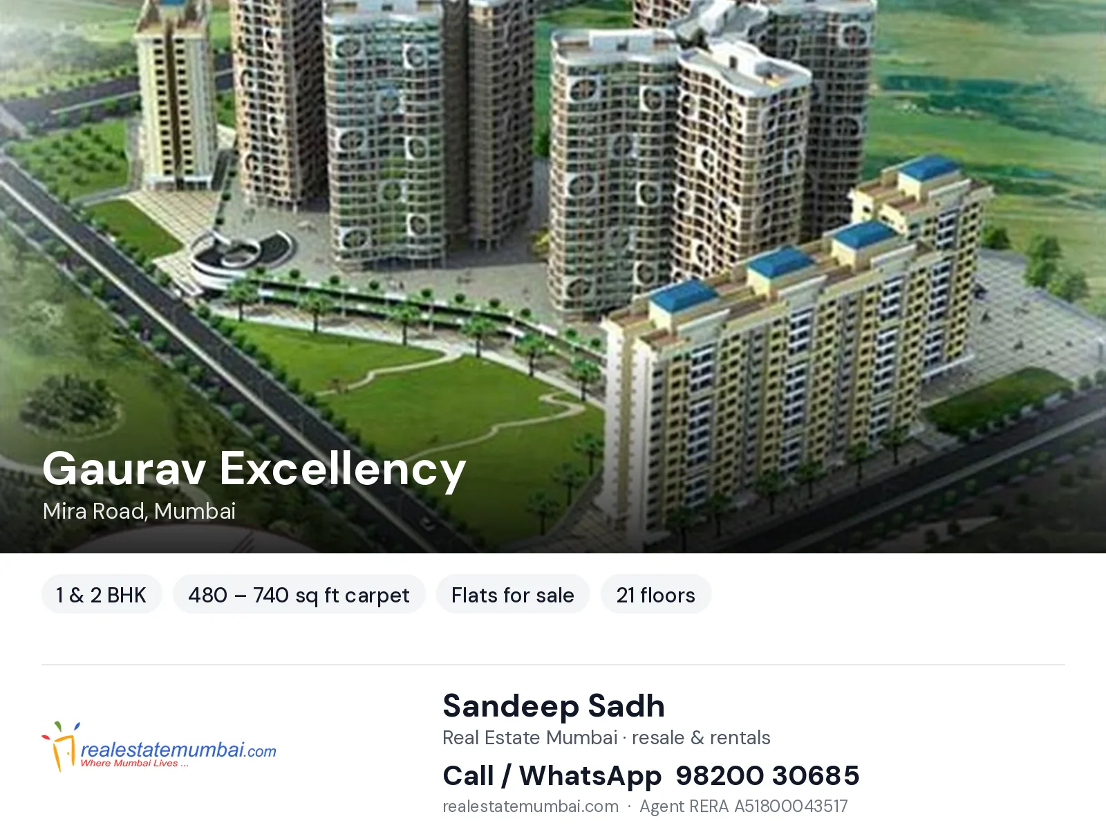 Gaurav Excellency, Mira Road, Mumbai — 1 & 2 BHK flats for sale | Real Estate Mumbai, Sandeep Sadh 98200 30685