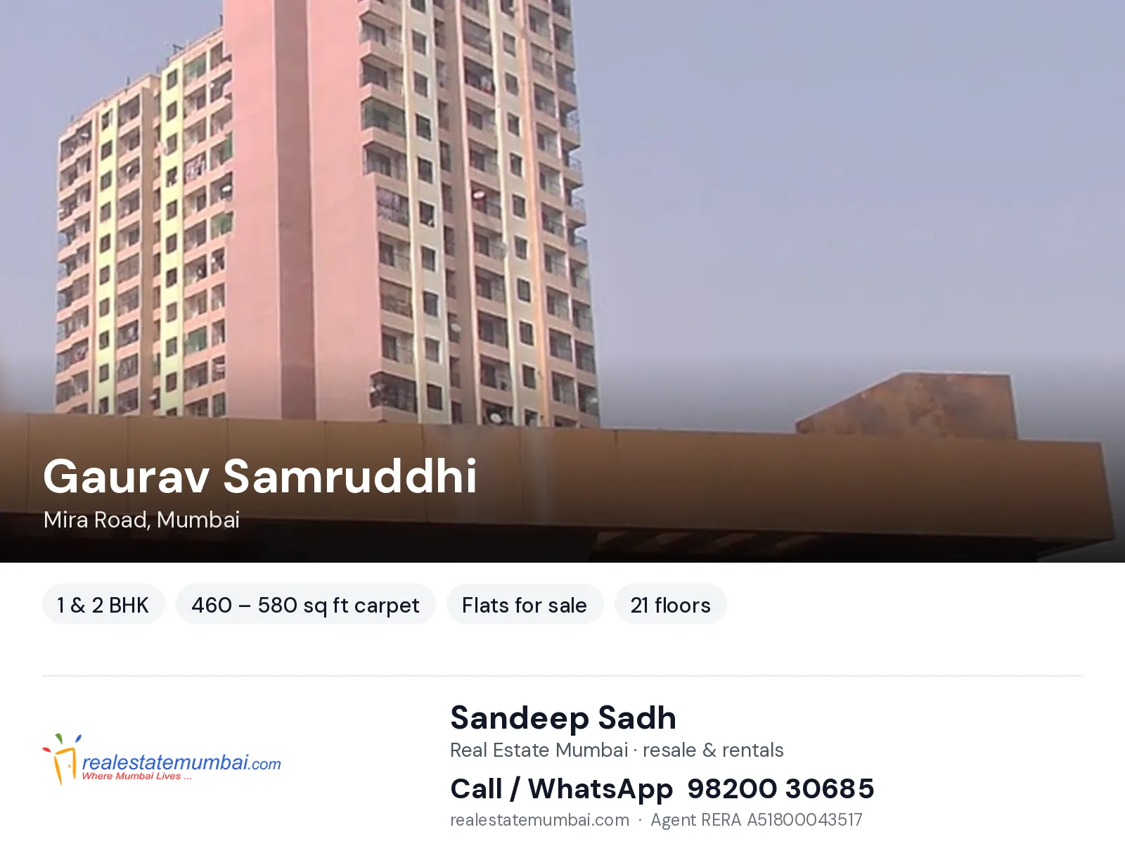 Gaurav Samruddhi, Mira Road, Mumbai — 1 & 2 BHK flats for sale | Real Estate Mumbai, Sandeep Sadh 98200 30685