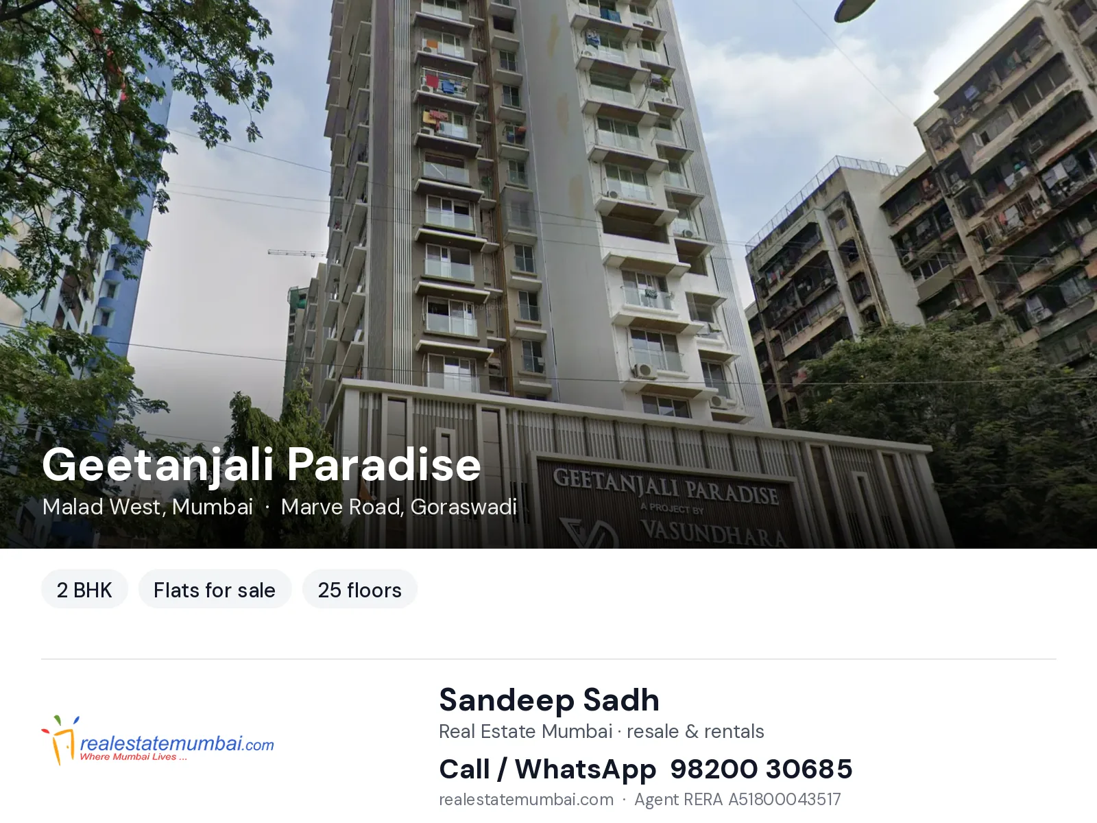 Geetanjali Paradise, Malad West, Mumbai — 2 BHK flats for sale | Real Estate Mumbai, Sandeep Sadh 98200 30685