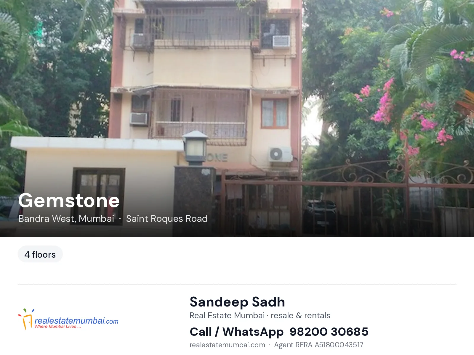Gemstone, Bandra West, Mumbai — flats | Real Estate Mumbai, Sandeep Sadh 98200 30685