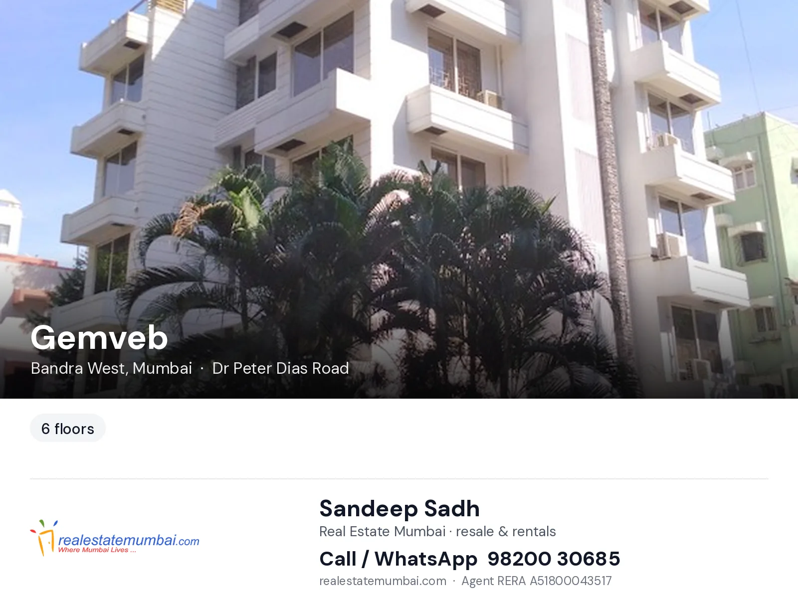 Gemveb, Bandra West, Mumbai — flats | Real Estate Mumbai, Sandeep Sadh 98200 30685