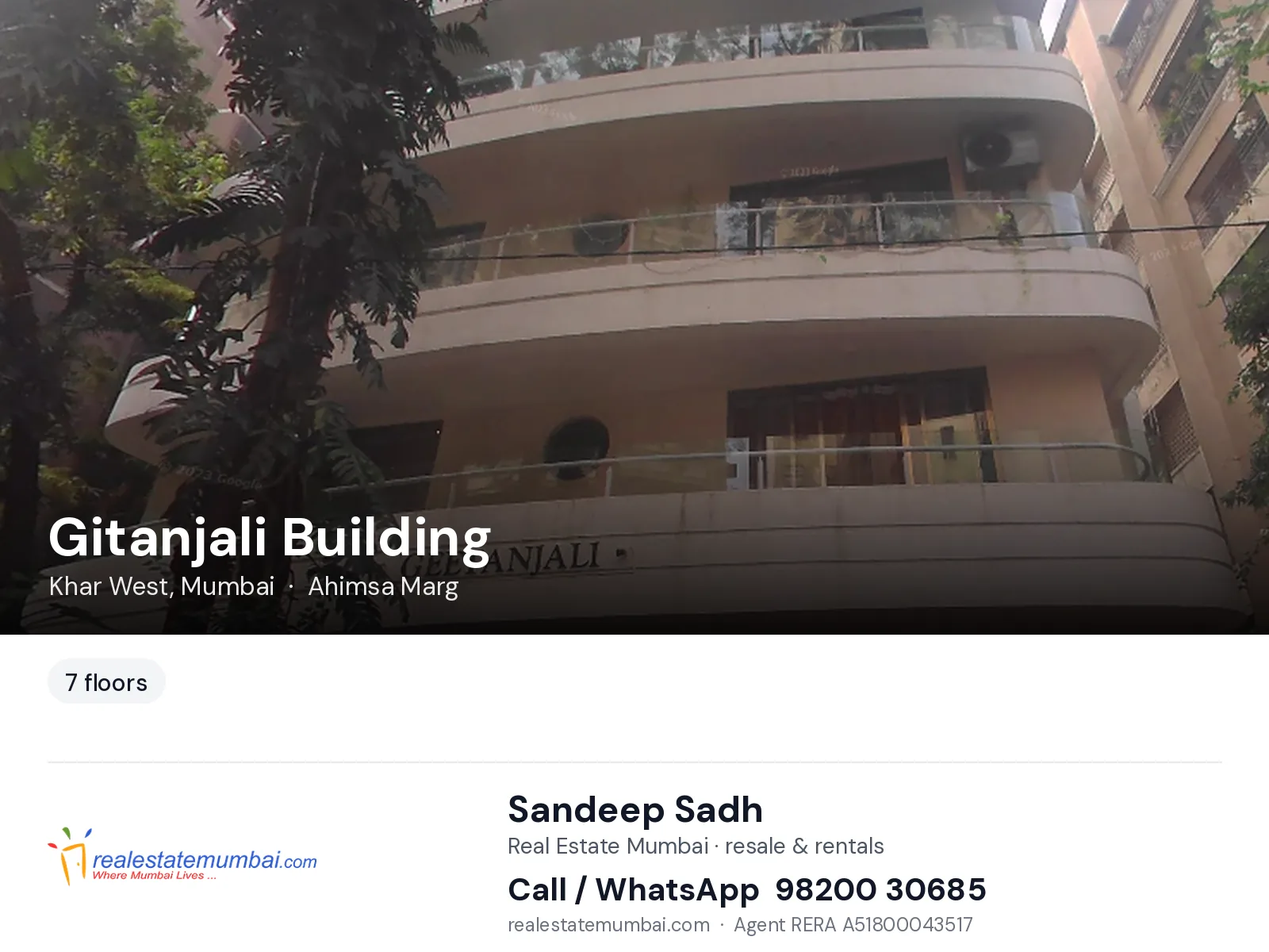 Gitanjali Building, Khar West, Mumbai — flats | Real Estate Mumbai, Sandeep Sadh 98200 30685