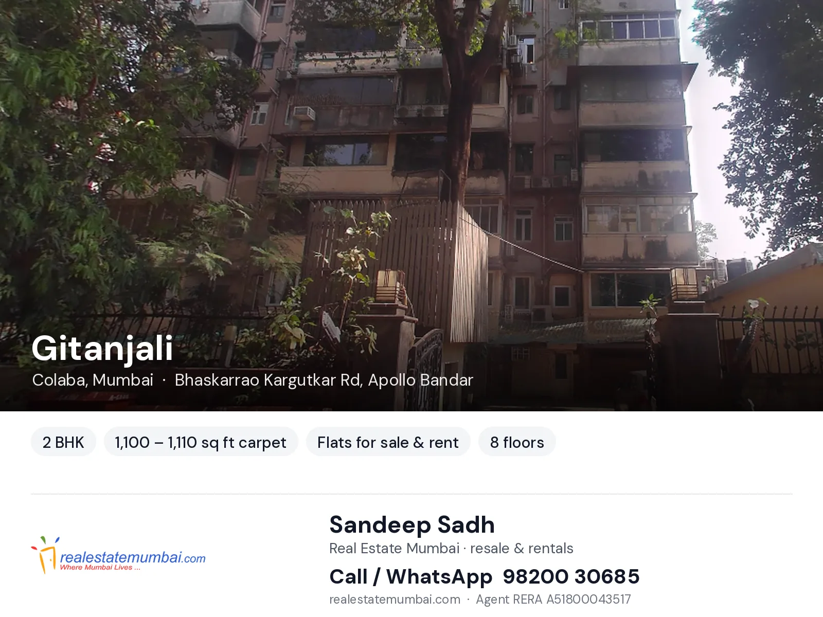 Gitanjali, Colaba, Mumbai — 2 BHK flats for sale & rent | Real Estate Mumbai, Sandeep Sadh 98200 30685