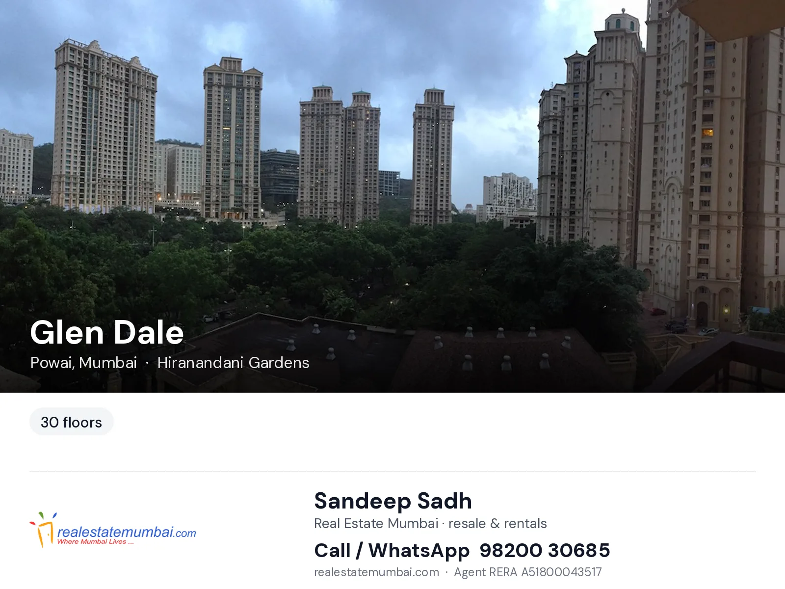 Glen Dale, Powai, Mumbai — flats | Real Estate Mumbai, Sandeep Sadh 98200 30685