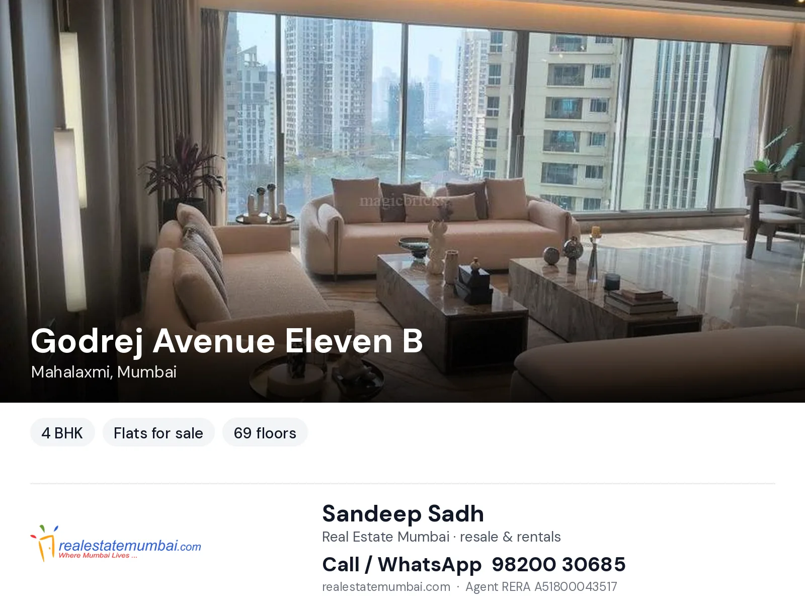 Godrej Avenue Eleven B, Mahalaxmi, Mumbai — 4 BHK flats for sale | Real Estate Mumbai, Sandeep Sadh 98200 30685