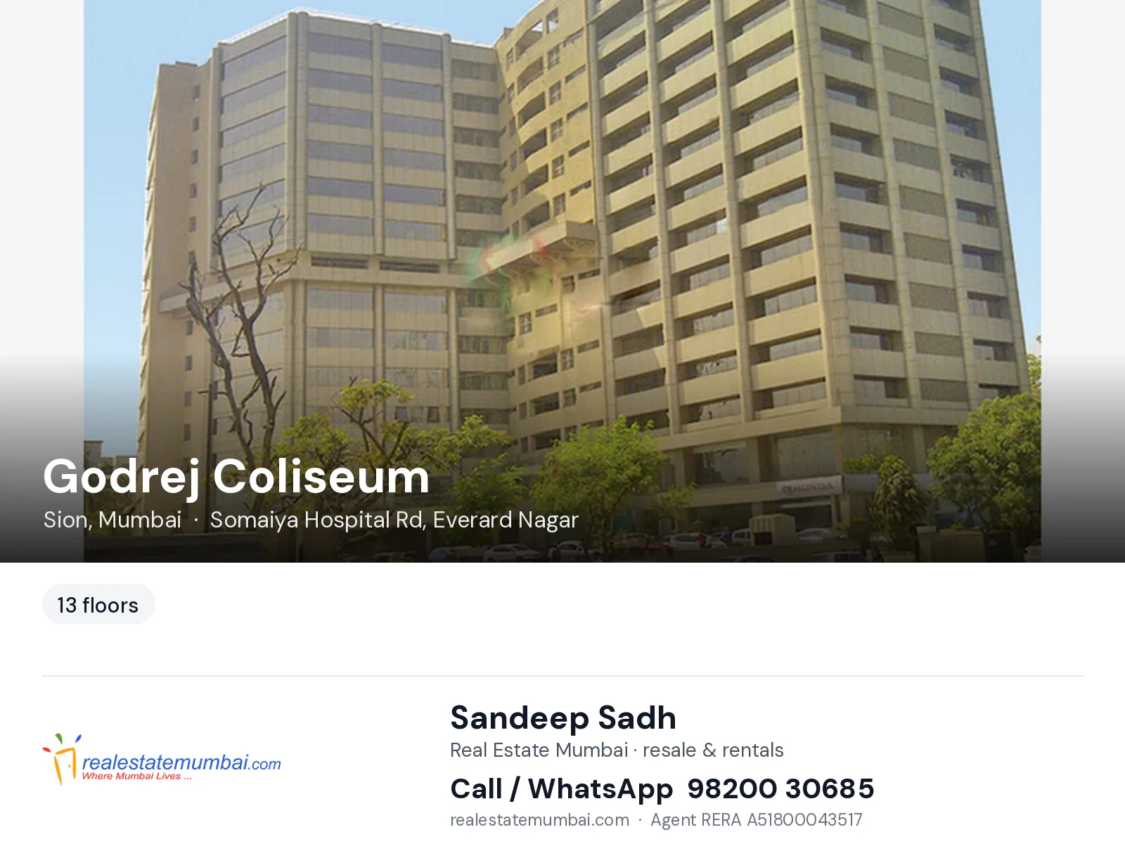 Godrej Coliseum, Sion, Mumbai — flats | Real Estate Mumbai, Sandeep Sadh 98200 30685