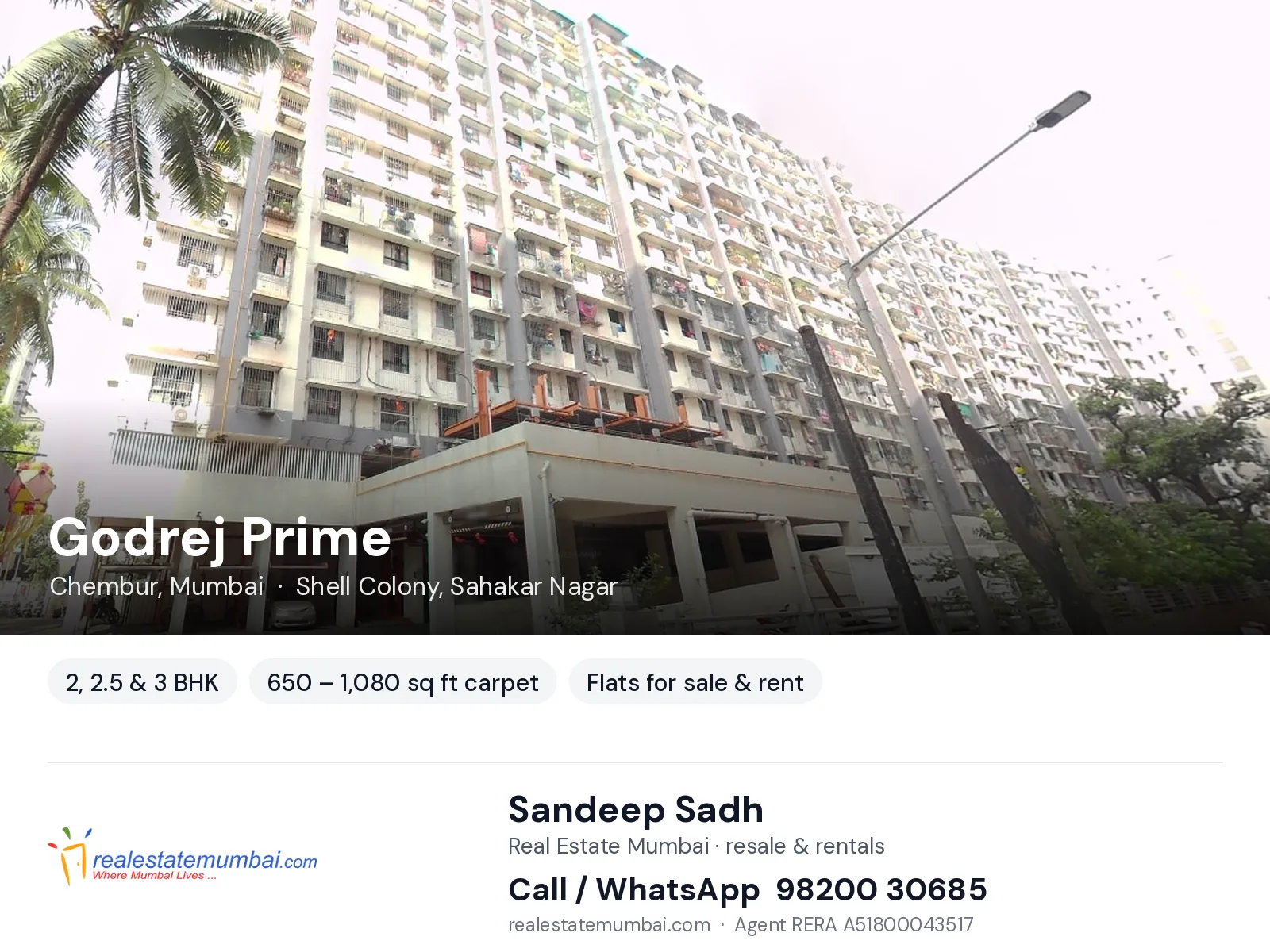 Godrej Prime, Chembur, Mumbai — 2, 2.5 & 3 BHK flats for sale & rent | Real Estate Mumbai, Sandeep Sadh 98200 30685