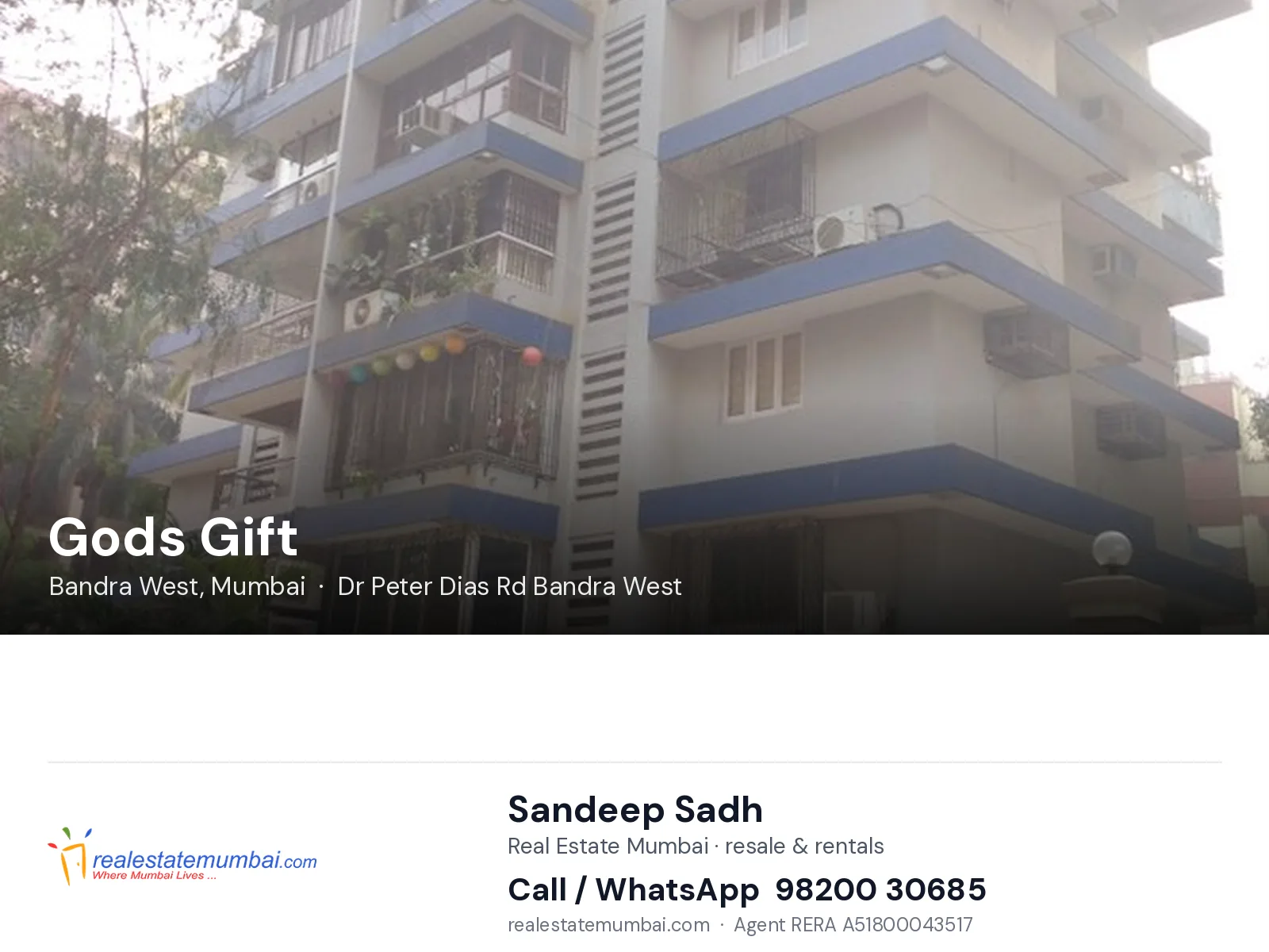 Gods Gift, Bandra West, Mumbai — flats | Real Estate Mumbai, Sandeep Sadh 98200 30685