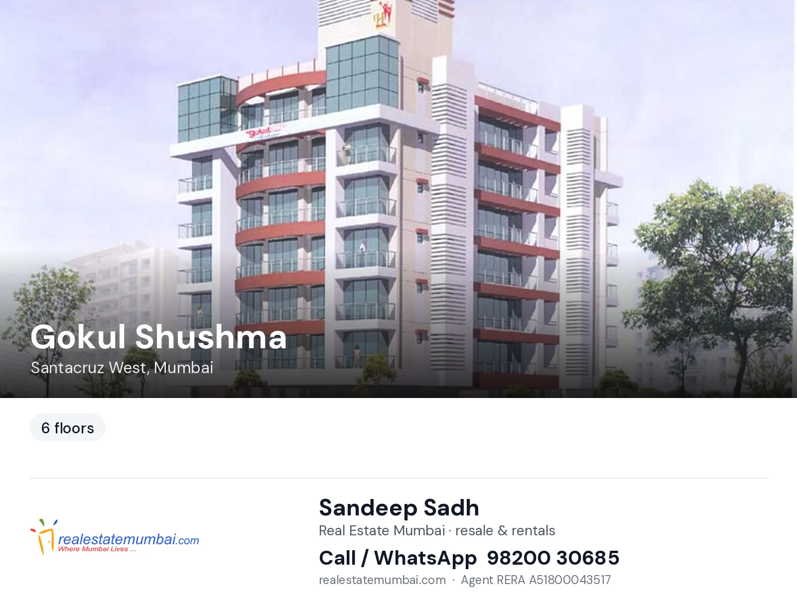 Gokul Shushma, Santacruz West, Mumbai — flats | Real Estate Mumbai, Sandeep Sadh 98200 30685