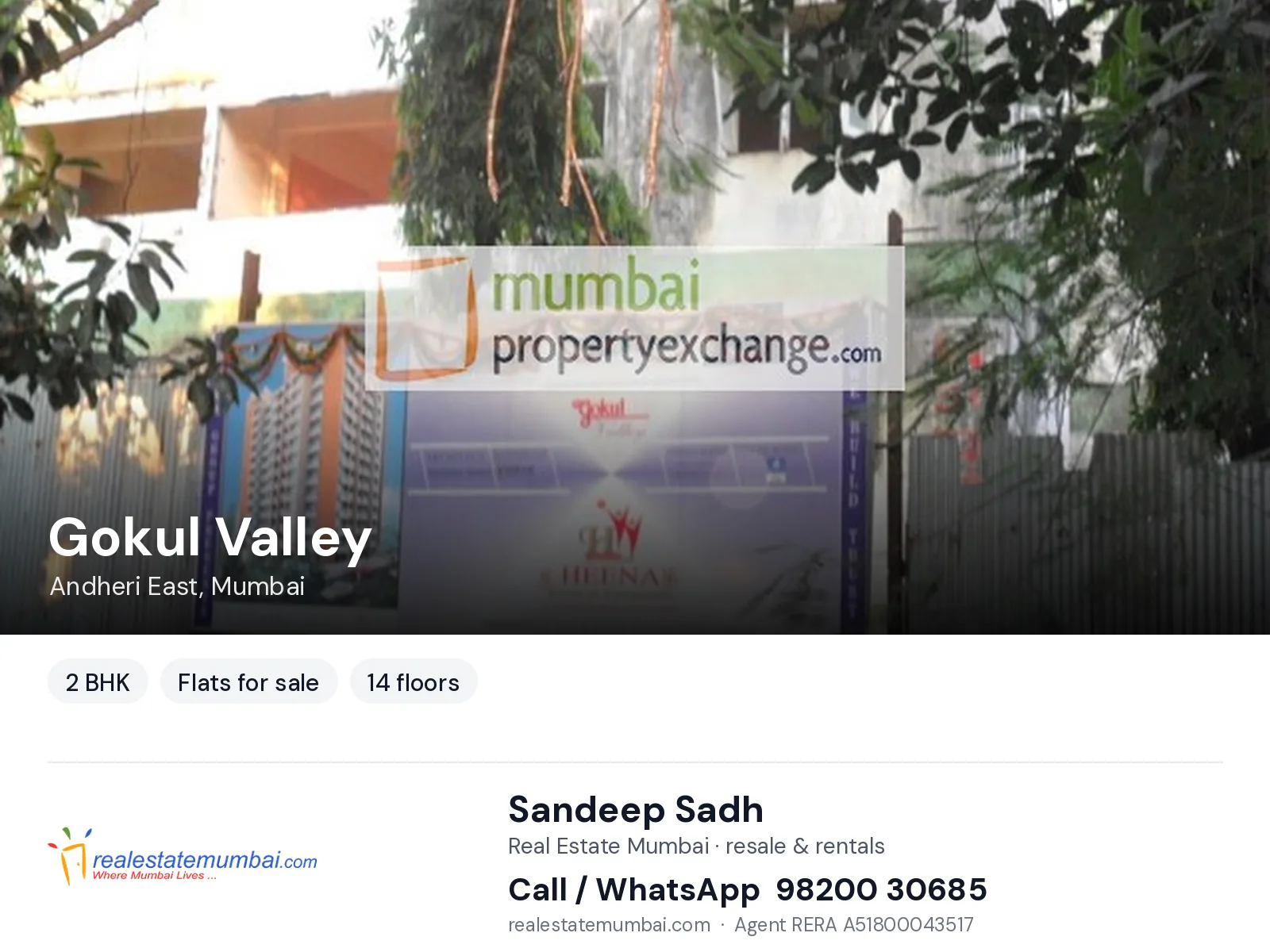 Gokul Valley, Andheri East, Mumbai — 2 BHK flats for sale | Real Estate Mumbai, Sandeep Sadh 98200 30685