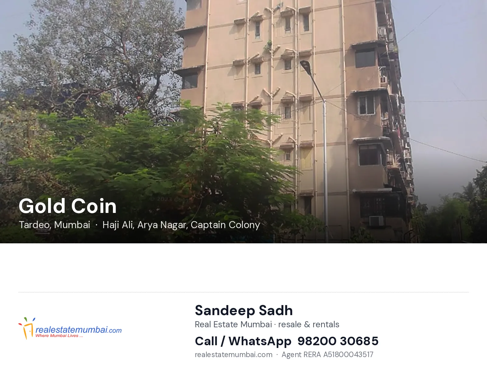 Gold Coin, Tardeo, Mumbai — flats | Real Estate Mumbai, Sandeep Sadh 98200 30685
