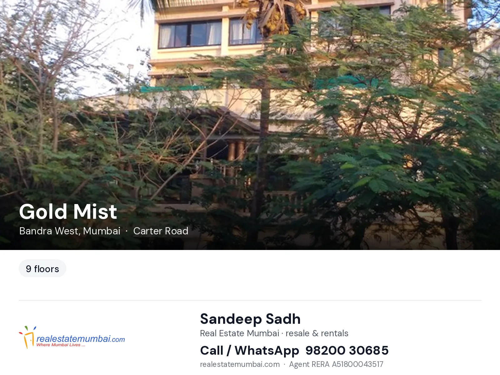 Gold Mist, Bandra West, Mumbai — flats | Real Estate Mumbai, Sandeep Sadh 98200 30685
