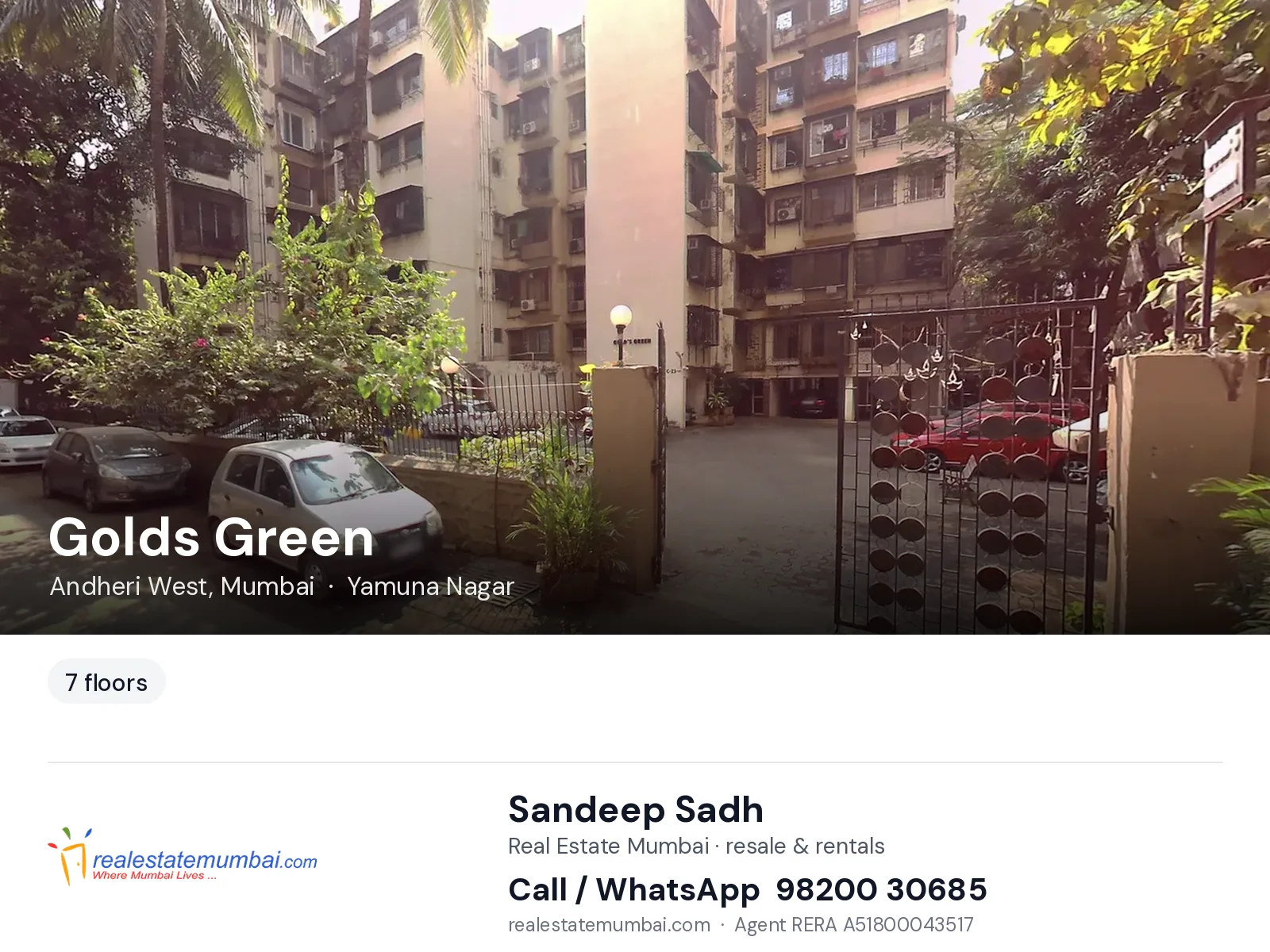 Golds Green, Andheri West, Mumbai — flats | Real Estate Mumbai, Sandeep Sadh 98200 30685
