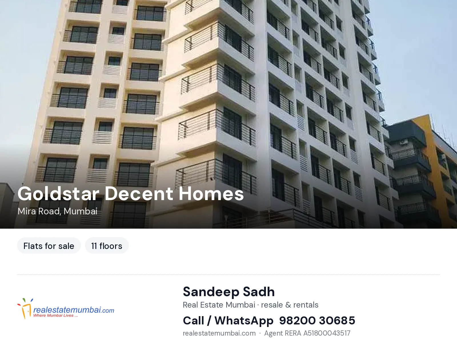 Goldstar Decent Homes, Mira Road, Mumbai — flats for sale | Real Estate Mumbai, Sandeep Sadh 98200 30685
