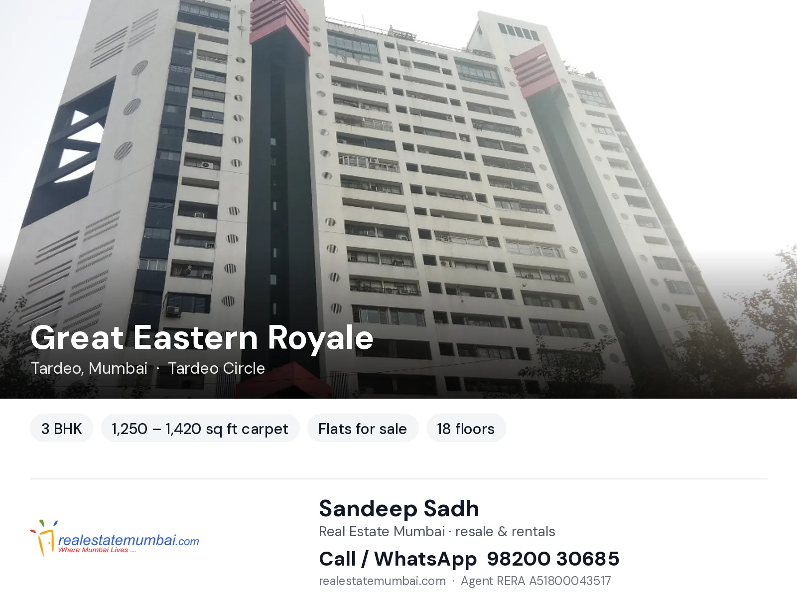 Great Eastern Royale, Tardeo, Mumbai — 3 BHK flats for sale | Real Estate Mumbai, Sandeep Sadh 98200 30685