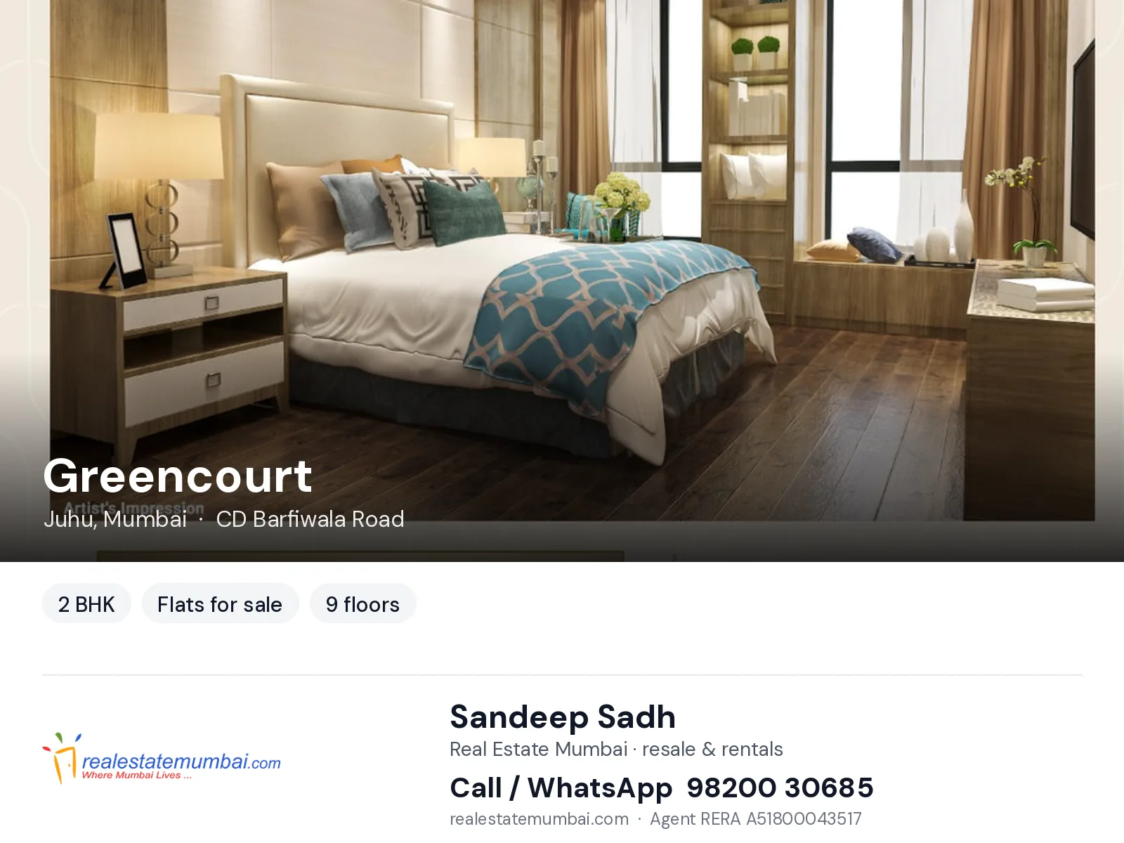 Greencourt, Juhu, Mumbai — 2 BHK flats for sale | Real Estate Mumbai, Sandeep Sadh 98200 30685